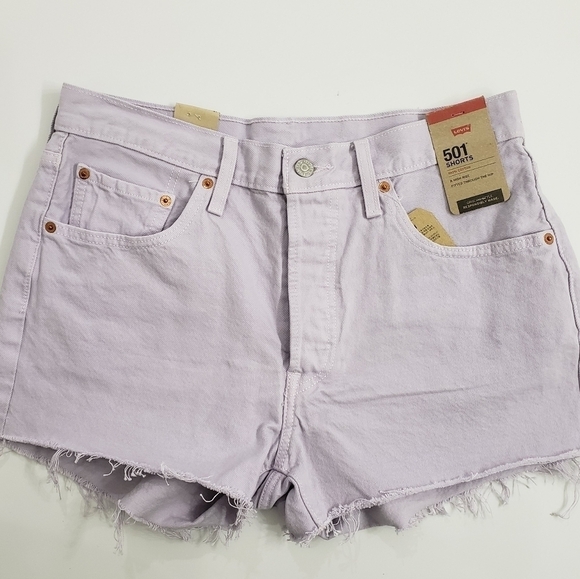 Levi's 501 High Rise Cotton Lilac Button Fly Shorts Sz 31 - Picture 3 of 9